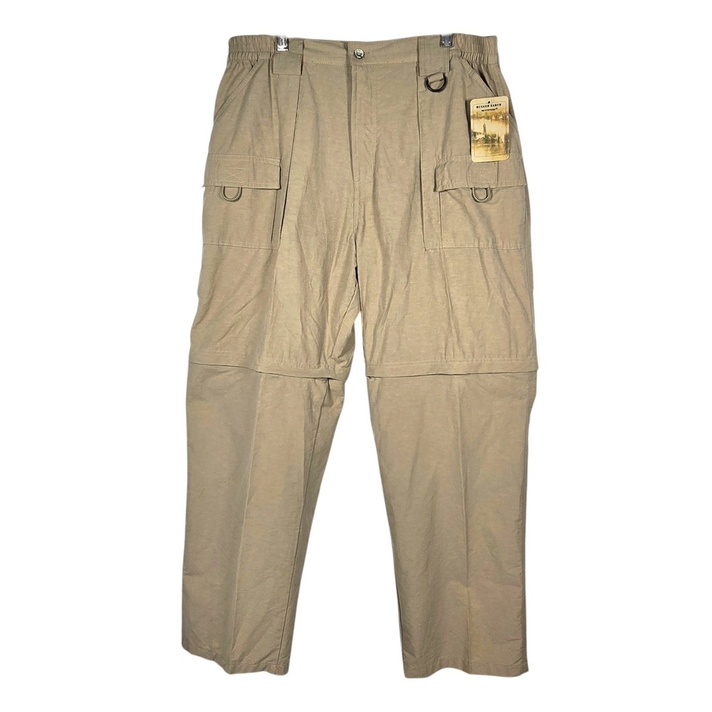 Rugged Earth Outfitters Mens‎ Tan Convertible Cargo Hiking Pants Zip Off 34x30